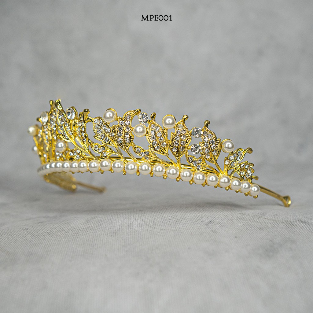 [PRODUK TERBATAS] BRIDAL CROWN AKSESORIS PENGANTIN PESTA WEDDING EMAS MPE001