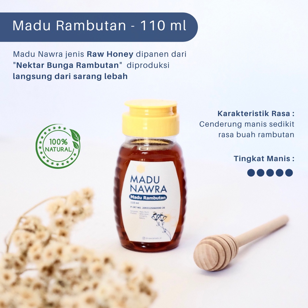 

Madu Nawra - Madu Rambutan 110 ml - Raw Honey (Madu Asli dan Alami)