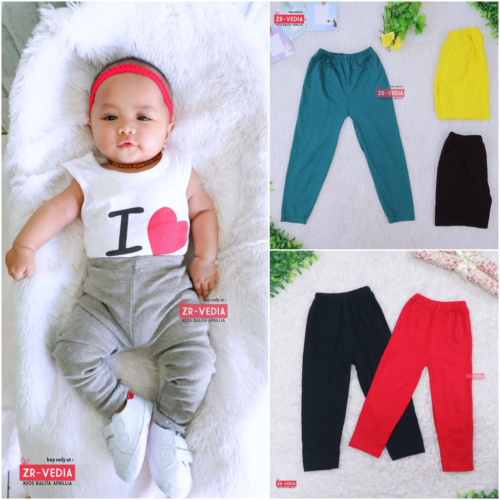 Legging Polos Bayi 3-12 Bulan / Bahan Kaos Celana Baby Anak Perempuan Panjang Grosir Murah