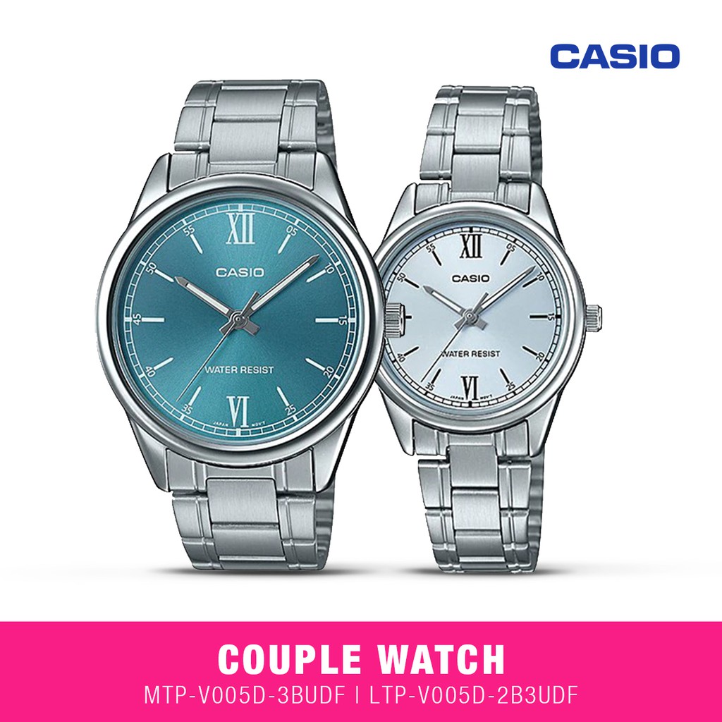 Jam Tangan Couple Casio MTP-V005D-3BUDF & LTP-V005D-2B3UDF Original Anti Air