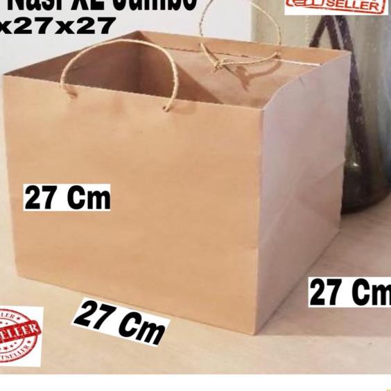 

✺ ( JUMBO & BESAR ) Paper Bag Dos Nasi XL 27x27x27 Kotak Nasi Makanan Hajatan Dos Nasi ❈