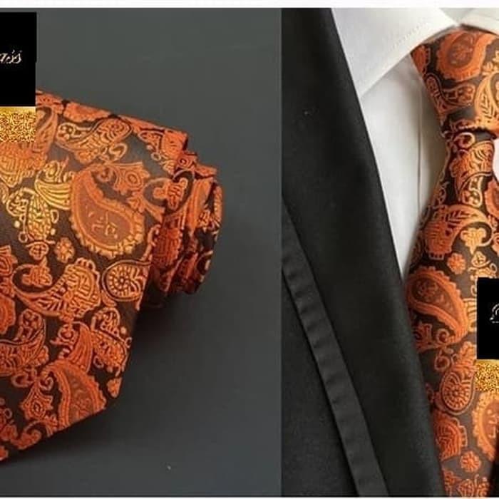 Tie Men Dasi Batik Pria Warna Orange Tua 3 Inch Platinum Class