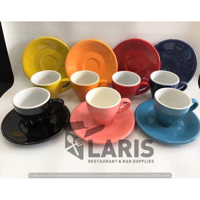 GGj Cangkir Mini Kopi Espresso Keramik Warna 90ml Cangkir Cafe Restoran Unik