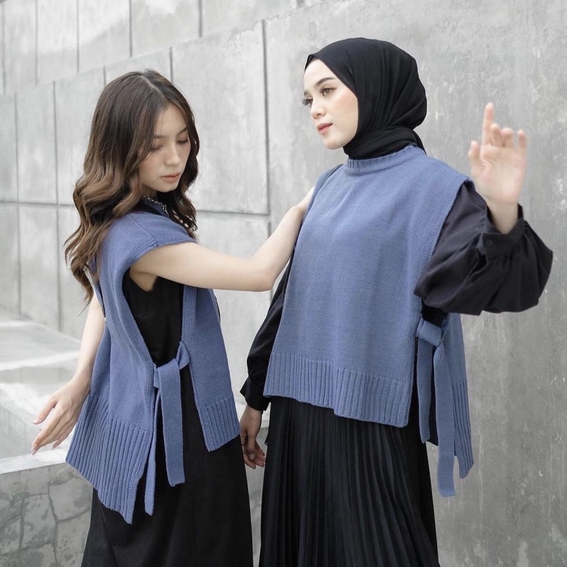 LOVANO VEST / Knit vest rajut premium / Vest tali samping / Atasan outer rompi tali pita