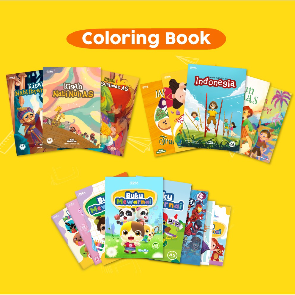 20 HALAMAN BUKU MEWARNAI ANAK KARAKTER PREMIUM COLORING DRAWING BOOK BUKU CERITA ANAK CERITA NABI CO