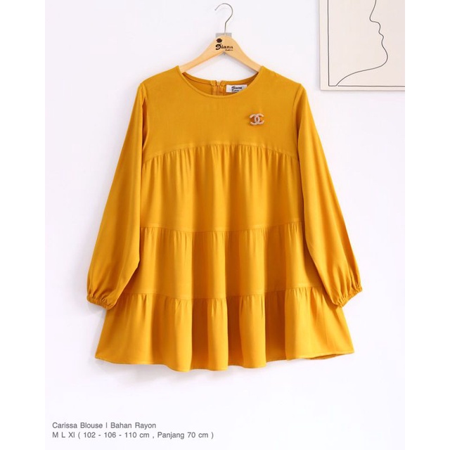 Carissa blouse ORI by Diana fashion atasan blus wanita Bahan rayon polos Ukuran m l xl ootd daily