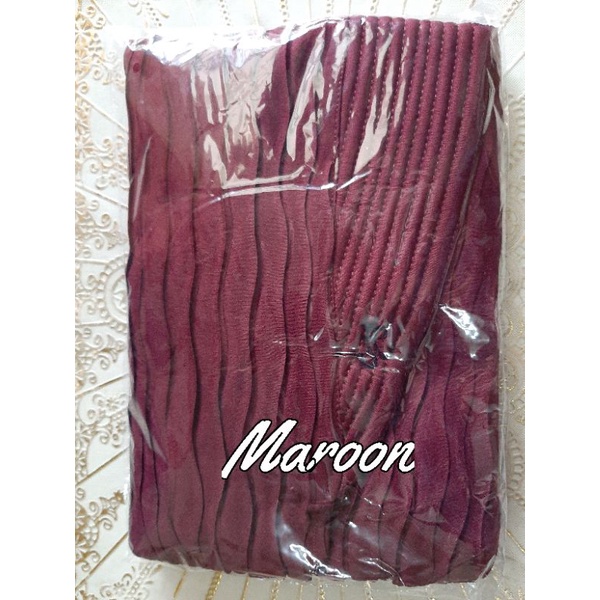 JILBAB BERGO PLISKET GELOMBANG(TK)BERGO TALI URIL Jilbab instan murah-Maroon