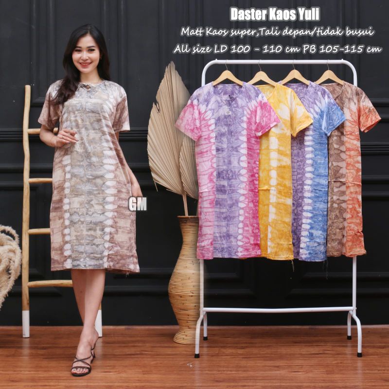 Daster kaos motif pelangi tye dye terbaru dan termurah