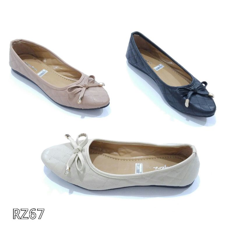 Borneo Sepatu Wanita Slip on Flat Flatshoes Bahan Sintetis Premium RZ67 by Xavyera