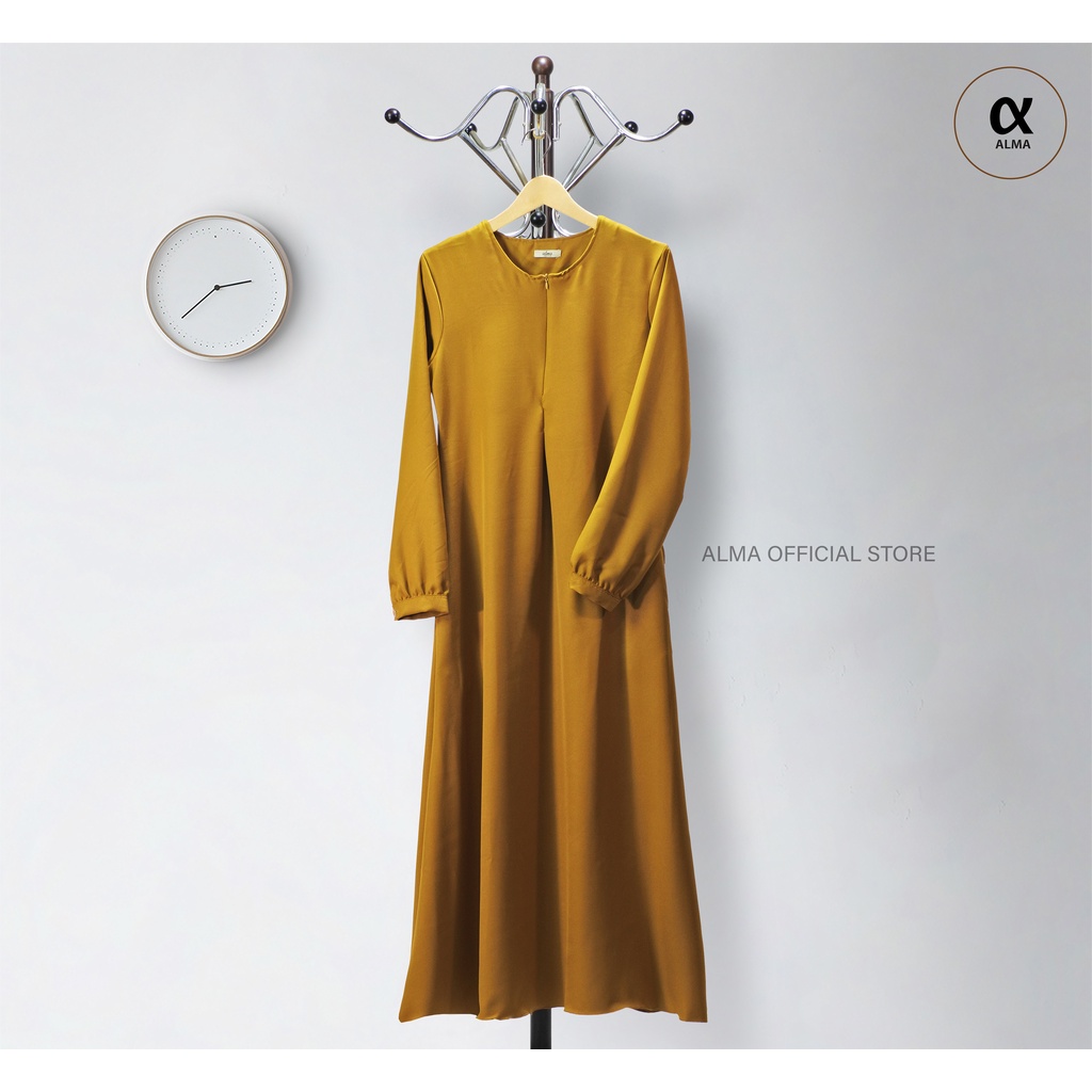 Gamis Polos Syakila Tangan Kancing Simple Size S M L XL XXL Dress Polos Jumbo BIg Size