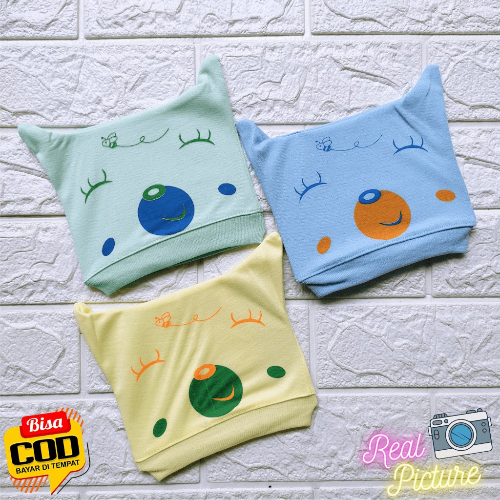 3 Topi Kupluk Bayi 0-12 Bulan / Topi Bayi Newborn Pelindung Kepala