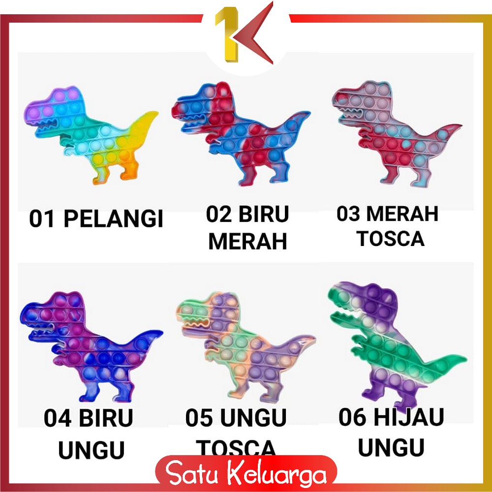 SK-M131 Mainan Pop It Rainbow Karakter Fidget Push Pop It Among Us Bulat Tik Tok Pop Its Mainan Anak-DINO COLOURFULL