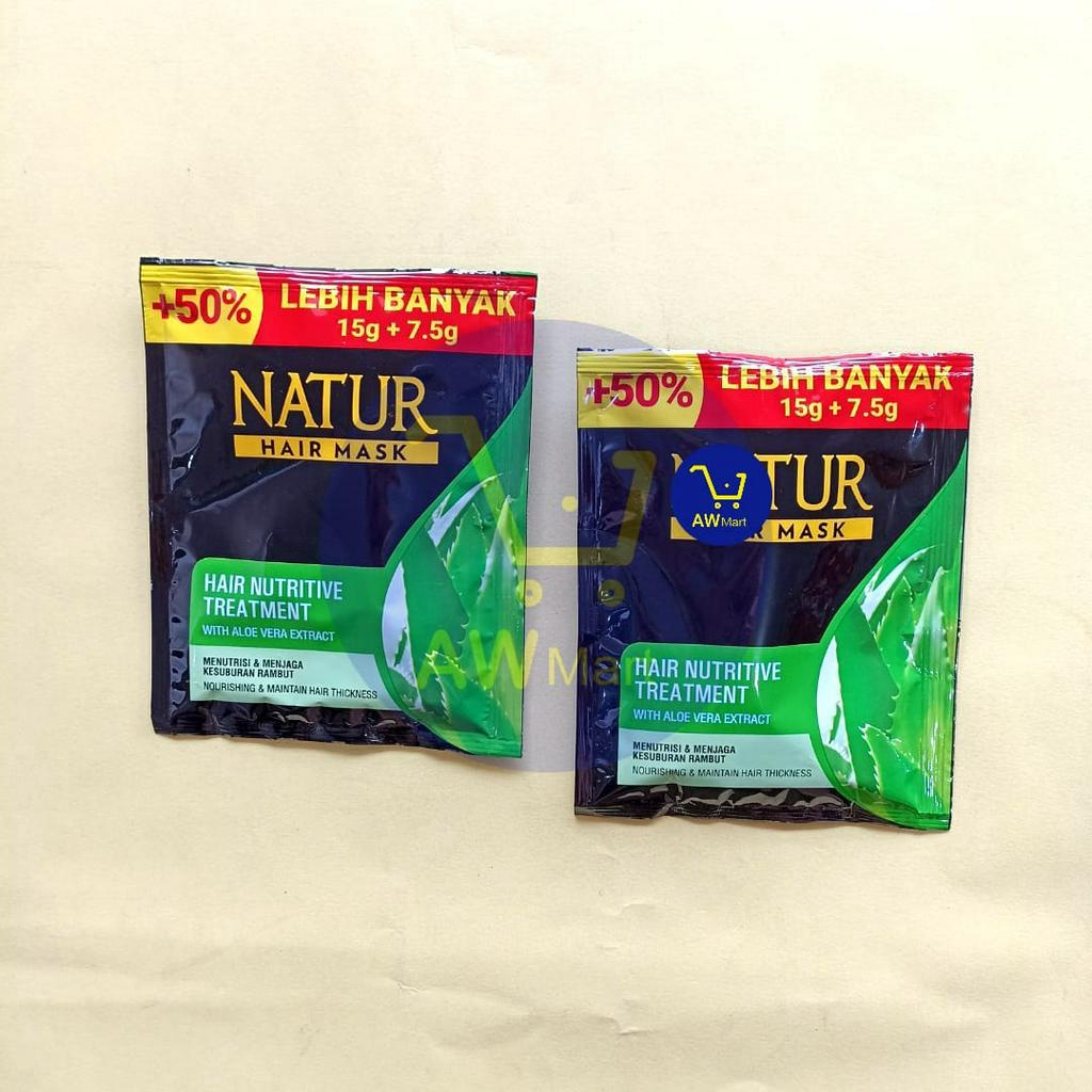 NATUR HAIR MASK 15 GRAM - MASKER RAMBUT NATUR HAIR NUTRITIVE TREATMEN HAIR MASK 15 GRAM + 7.5 GRAM WITH ALOE VERA EXTRACT