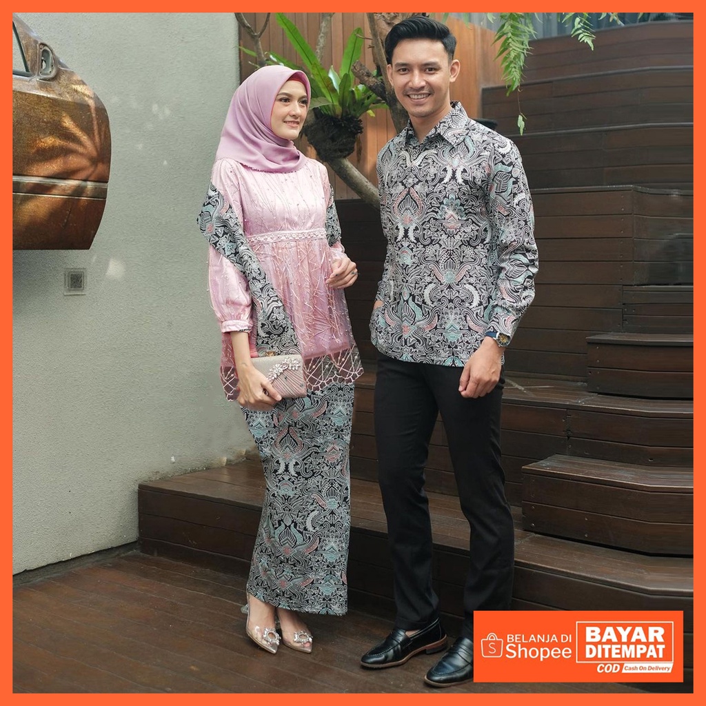 Kebaya Couple Brukat Modern | Kebaya Pasangan Kondangan | Baju Kebaya Pesta Kekininan Kebaya Tunangan Lamaran Tunik Brukat Murah | Kebaya Yasmine