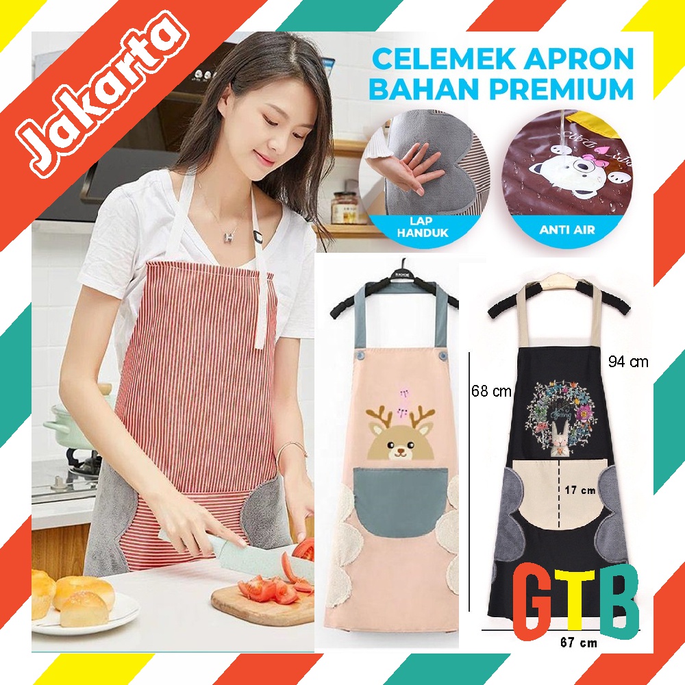 ❤️GTB❤️ Celemek Masak Apron Anti Air Minyak KARAKTER bisa Lap Tangan R394