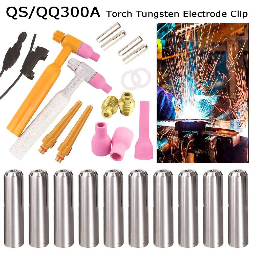 Solighter 10pcs Tungsten Electrode Clip Soldering Supplies Alat Bagian Perakitan Tukang Las Untuk QS/QQ300A