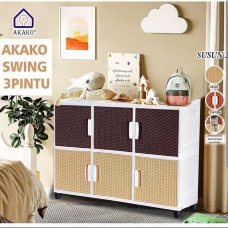 lemari plastik akako triple swing susun 2-akako 3pintu susun 2