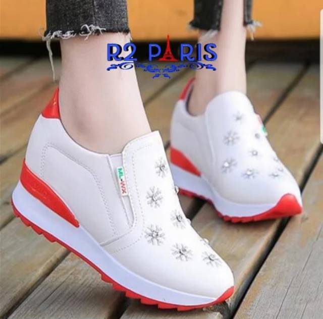 Sepatu Snaeker wadges bunga *765# bordir