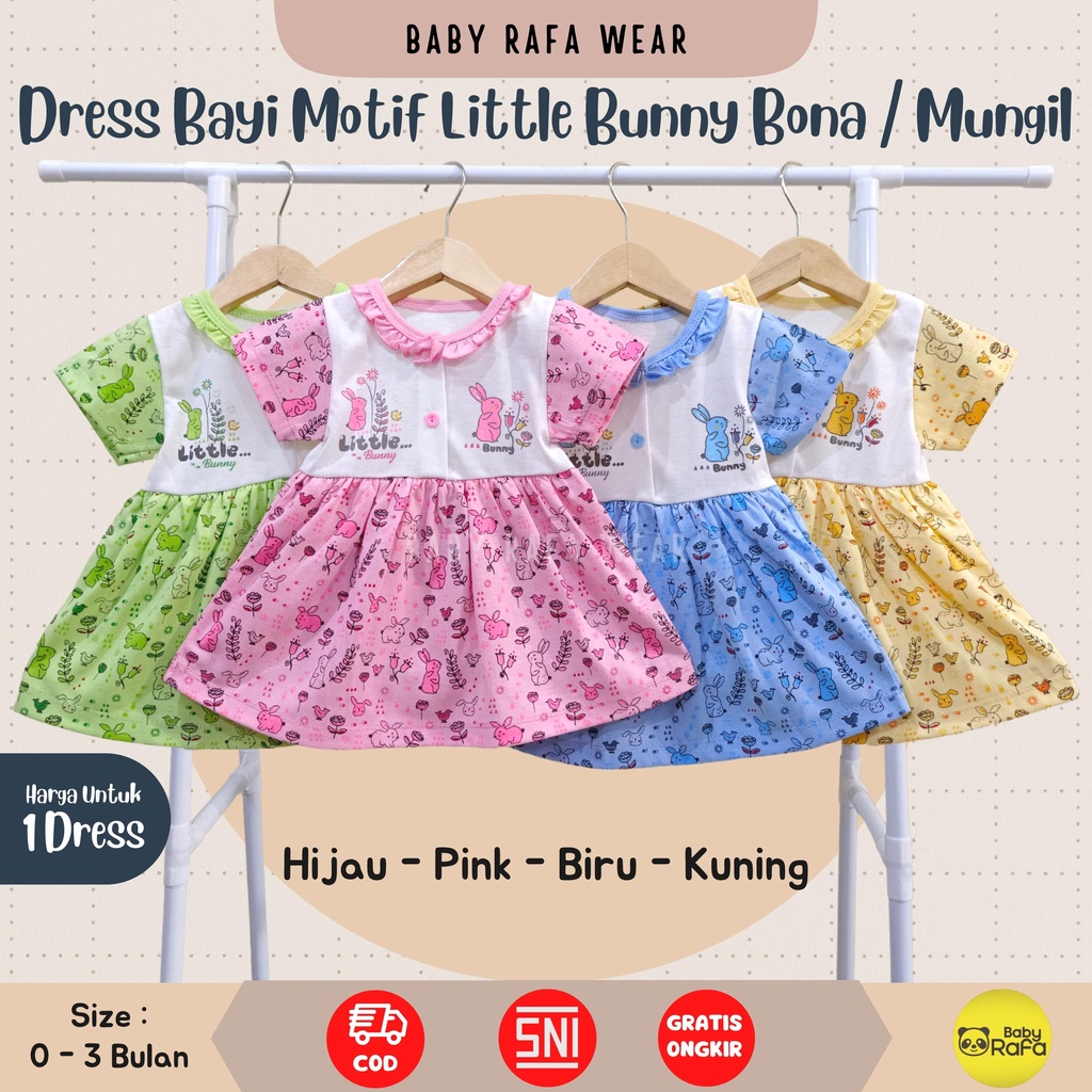 Dress Baju Bayi Perempuan 0 - 3 Bulan merk BONA / MUNGIL, Rok Anak Perempuan motif LITTLE BUNNY