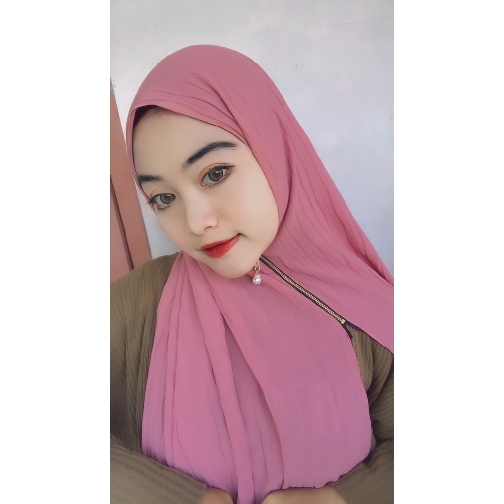 Hijab Instan Kerudung Pashmina Plisket Glombang Zipper instan Pashmina