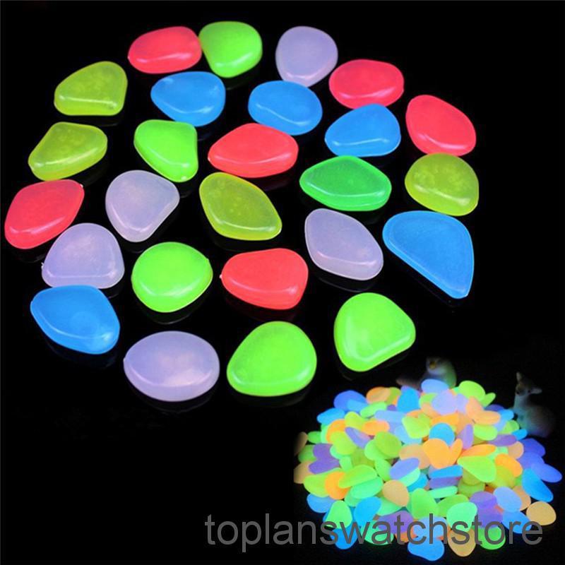 TOPL 10Pcs Batu Kerikil Warna Warni  Glow In The Dark untuk 