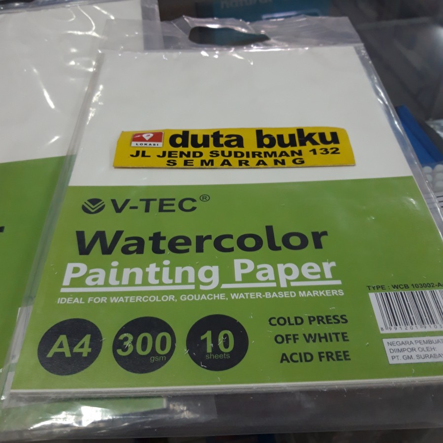 

Watercolor Paper Water color Paper Kertas Cat Air Cellulose 300gsm A4 Vtec 10 Lembar Water Color