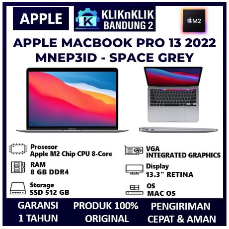 LAPTOP MAC PRO 13 2022 M2 CHIP GARANSI RESMI