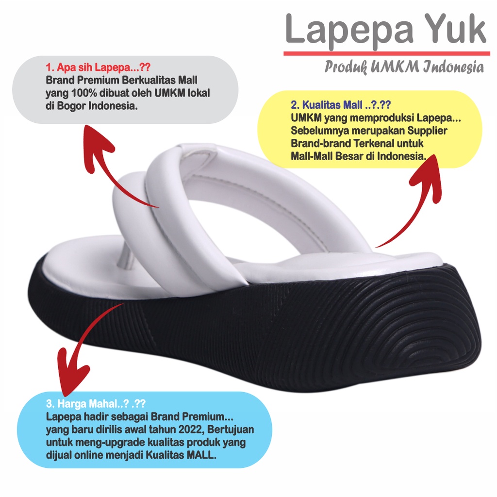 LAPEPA YUK - Sandal Platform Anak Perempuan Usia 2 sampai 10 Tahun ZELDA KIDS  Sendal Anak cewek Wedges Wanita Empuk Model Jepit Japit Warna WHITE Putih Lucu Cantik cewe Slop Usia Umur 3 4 5 6 7 8 9 thn Tahun Premium Ori Original Mall Official Store