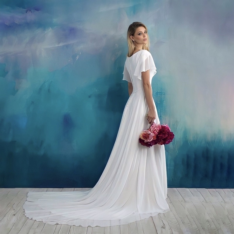 Gaun pengantin wanita baju pesta long dress gown premium mermaid dress ekor v neck wedding dress whi