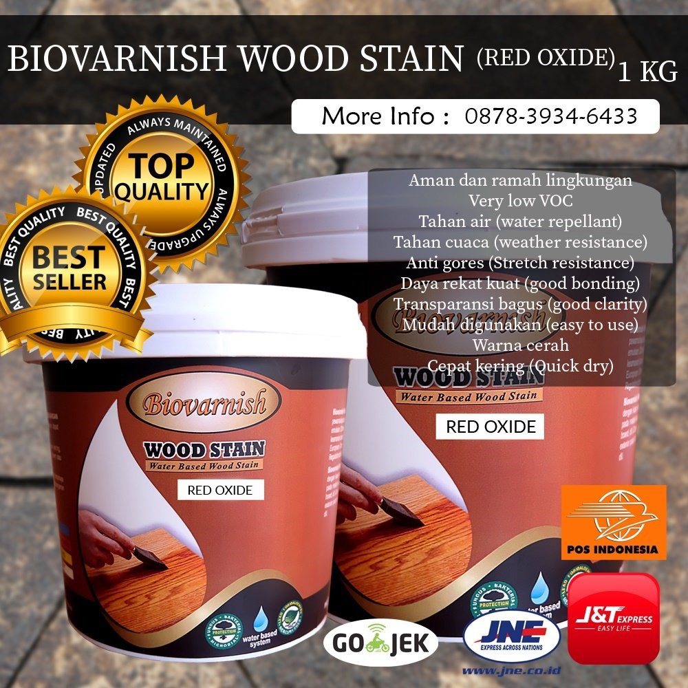 Cat Kayu Anti Air Biovarnish Wood Stain Red Oxide  Terlaris