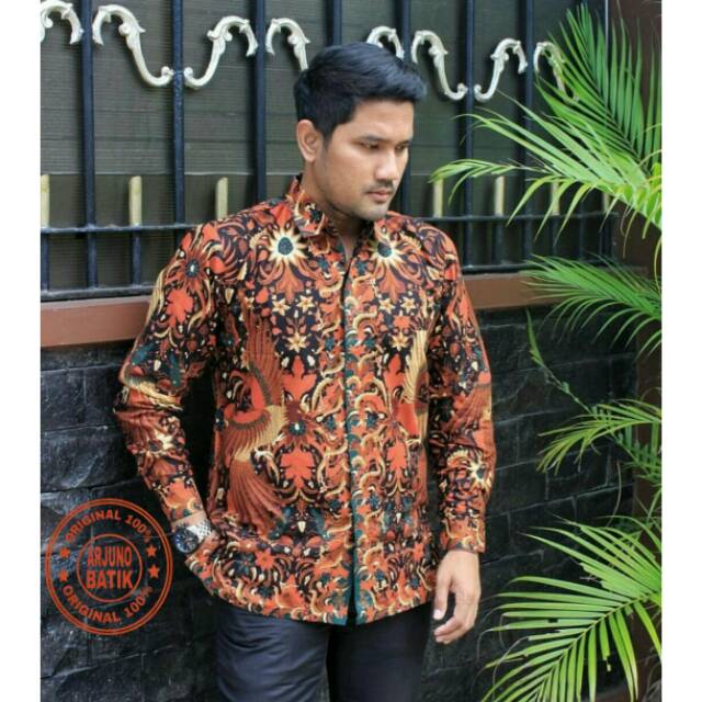  plus lapisan furing halus kemeja panjang batik  pria  baju  