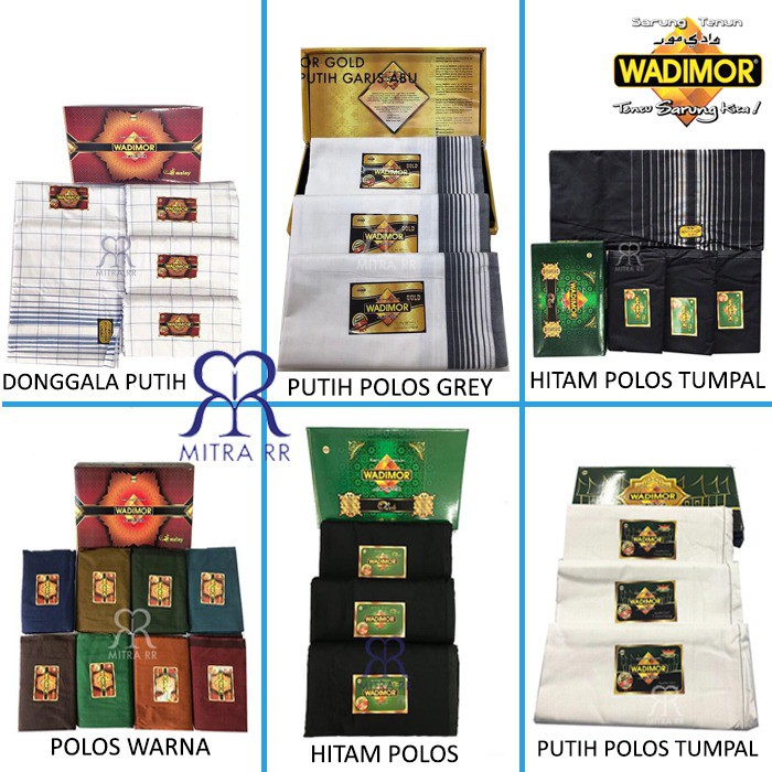 Sarung Wadimor Grosir 10 PCS Pilih Motif Padang Kombinasi 3 dara polos warna hitam polos manik manik