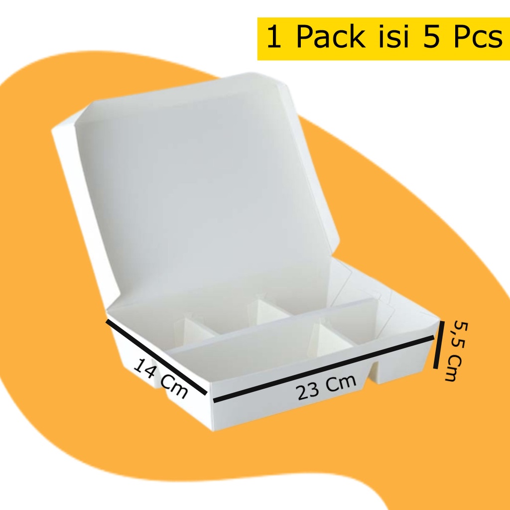 Lunch Box sekat 5 isi 5 pcs/ city box sekat 5/ paper lunch box / tempat makan sekali pakai