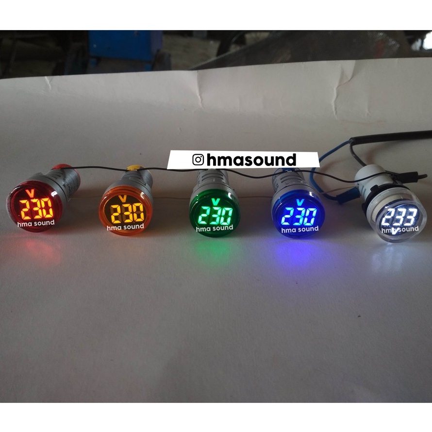 Lampu Pilot plus Volt Meter Panel Listrik