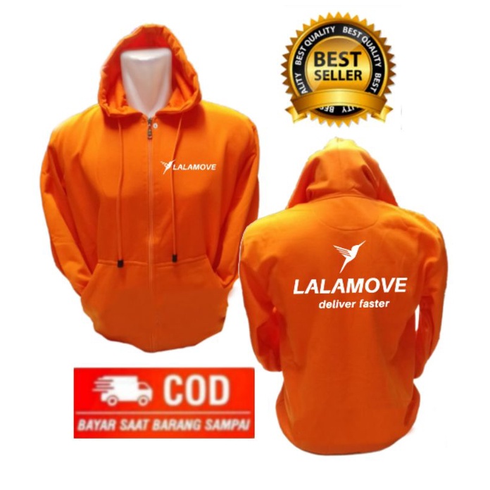 JAKET DRIVER LALAMOVE/JAKET ORANGE HOODIE ZIPER LALAMOVE/JAKET HOODIE ZIPER PRIA TERBARUU