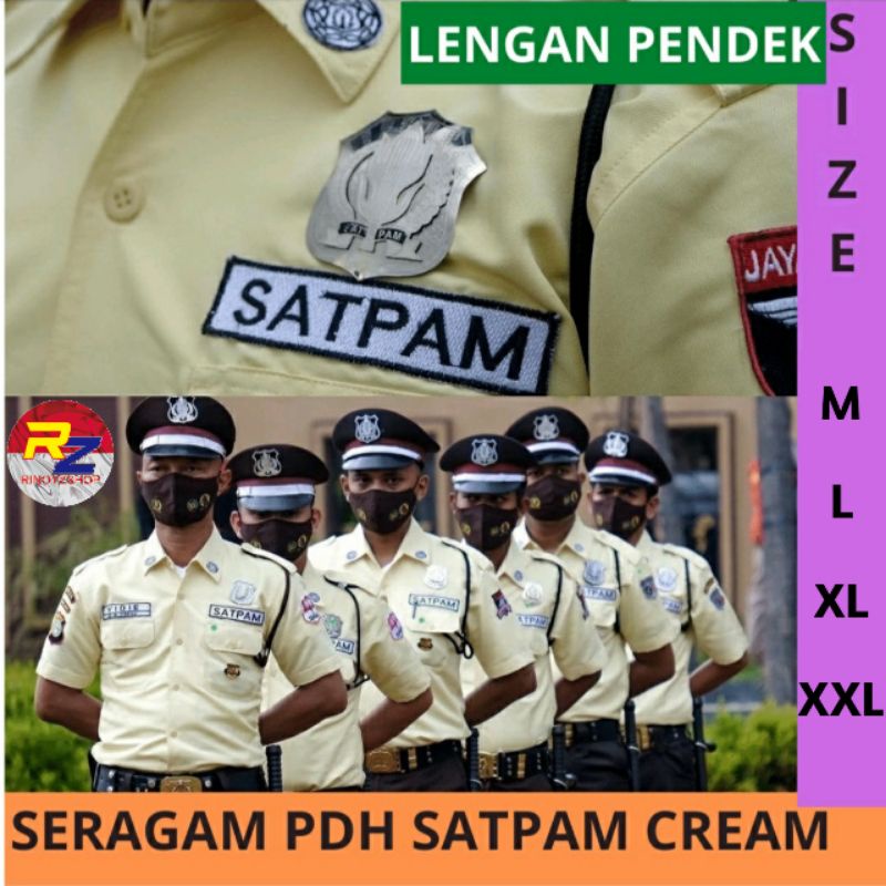 Pdh Satpam Cream Terbaru / Seragam Security Krem / Setelan Baju Satpam 2022 Lengan Pendek / Setelan 