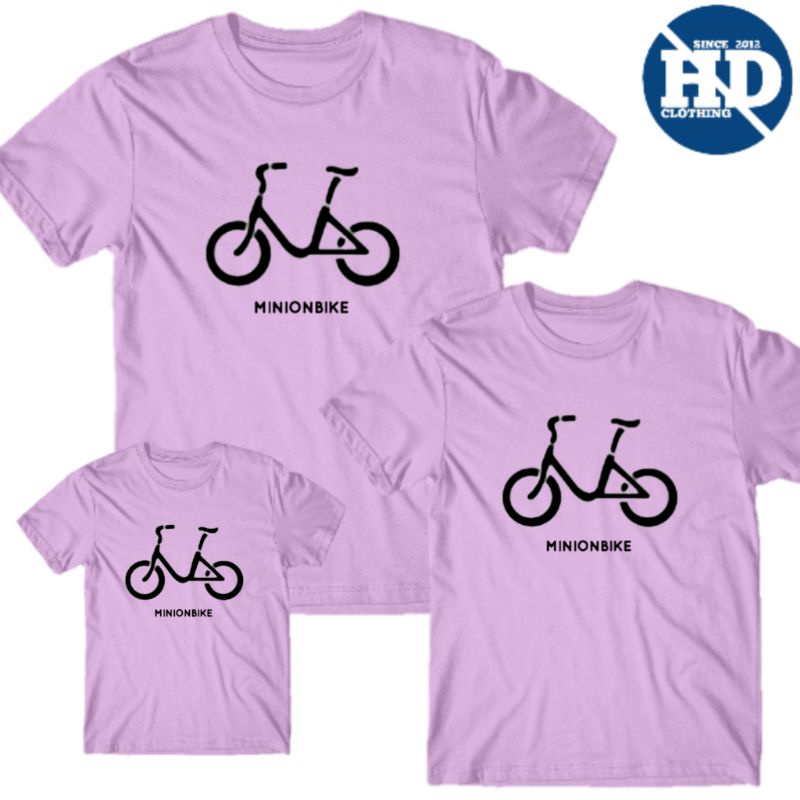 KAOS ANAK DSN DEWASA MOTIF MINION BIKE COTTON COMBAD COUPLE FAMILY