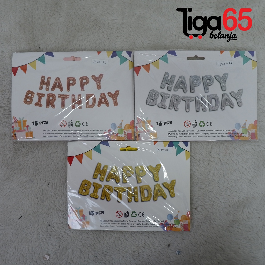 365 BALON ULTAH 1500-25 #41111 Set Balon Helium Balon Huruf Happy Birthday