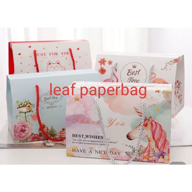 

paperbag lucu unicorn imlek kucing lucky cat flamingo tebal mewah kotak hadiah gift box / tas kantongan kado