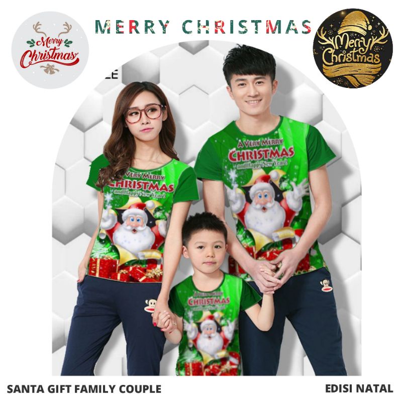 Kaos Natal Santa Gift Family Couple Kristen