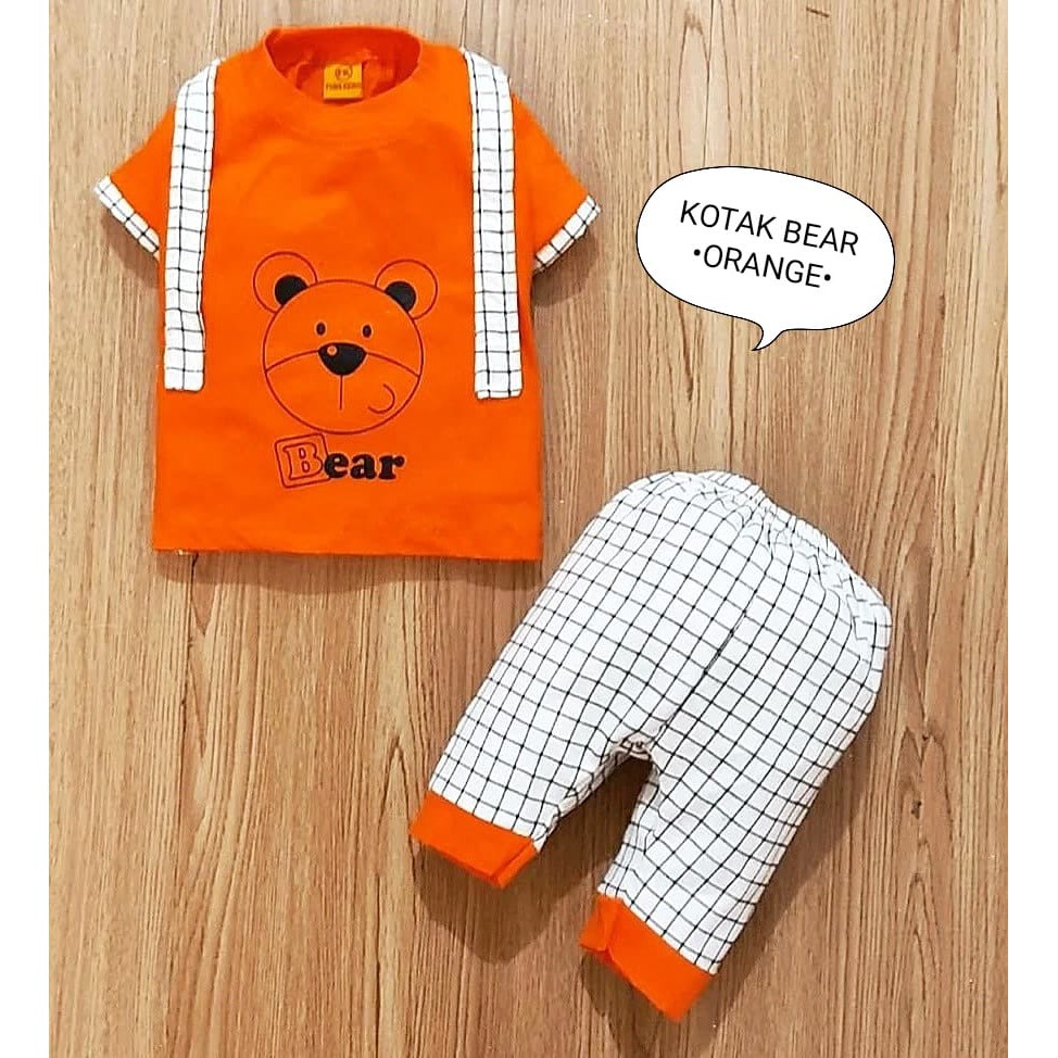 Klik Mds Setelan Baju Bayi Laki-laki 0-6 bulan Atasan Dan Celana Motif Anak Lucu Beruang / Baju bayi anak Laki - Laki