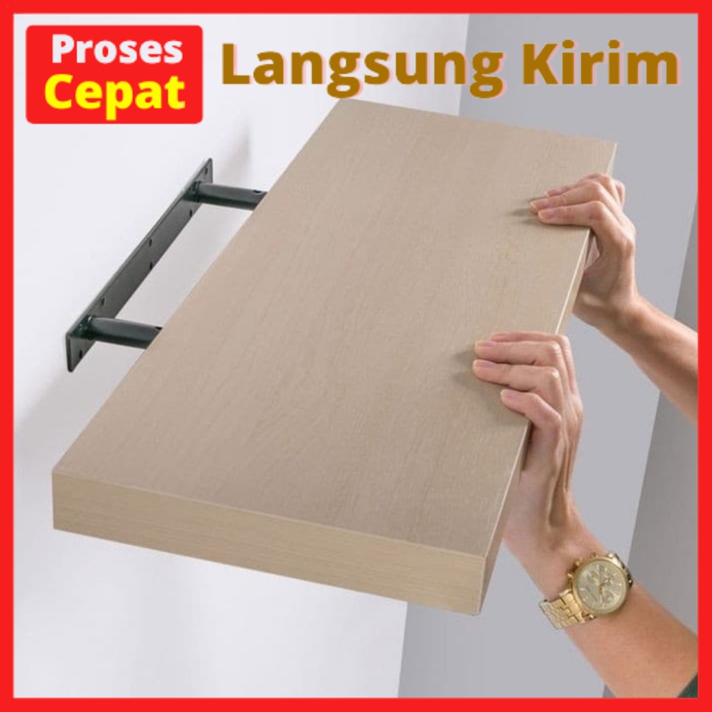 rak ambalan dinding minimalis 80cm x 20cm buku kayu tempel kosmetik kamar mandi serbaguna dapur