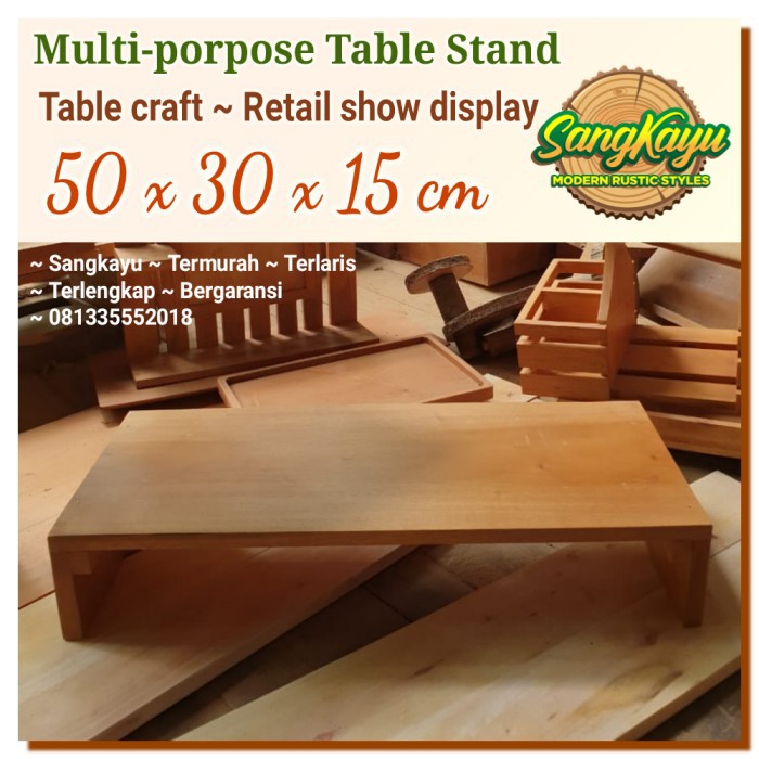 Monitor stand kayu 50x30x15cm meja laptop Monitor table multifungsi