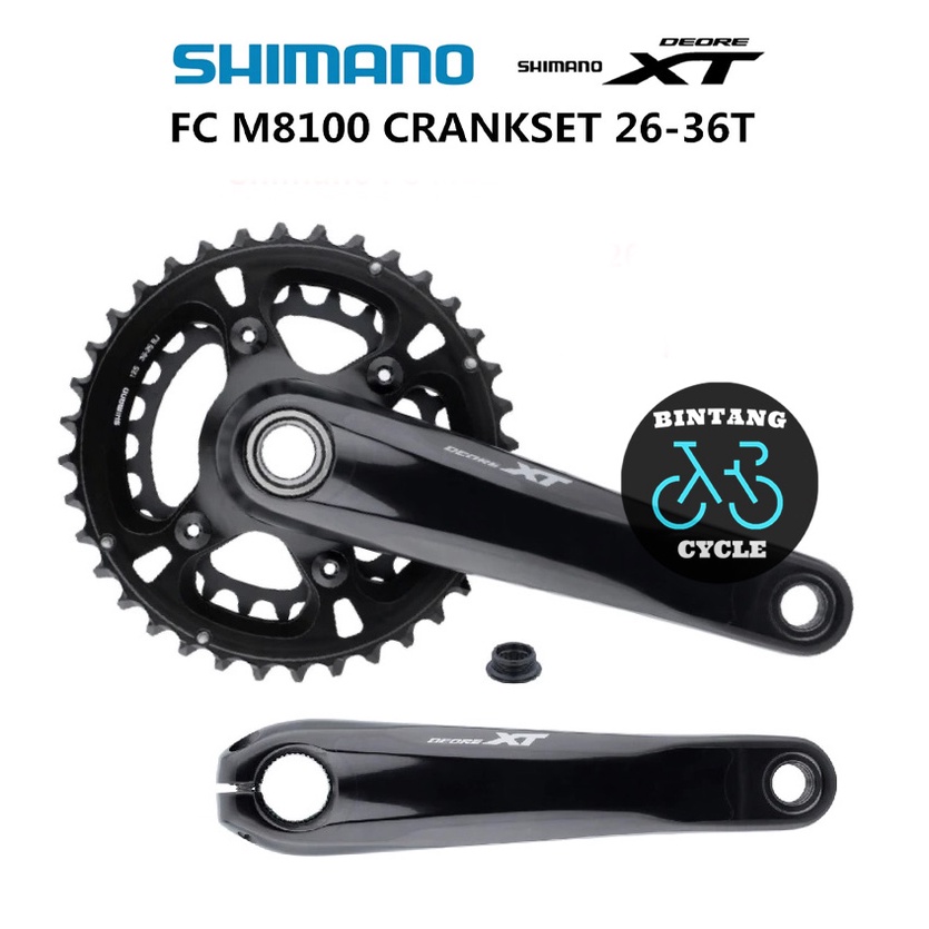 Crankset Shimano Deore XT M8100 2 Double Speed Dual Chainring 26 36T 170mm Crank Deore XT M 8100