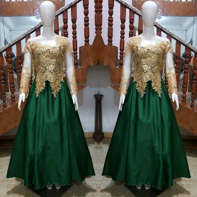 Arina green kebaya gaun wisuda hijab gown pesta
