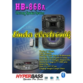 speaker wireless hyperbass hb 868a hb868a 8 inch original