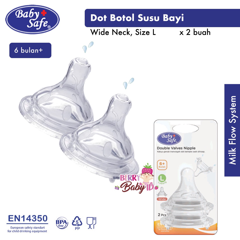 Baby Safe Dot Botol Susu Bayi Wide Neck Nipple Teat Baby Bottle BBS106 Berry Mart