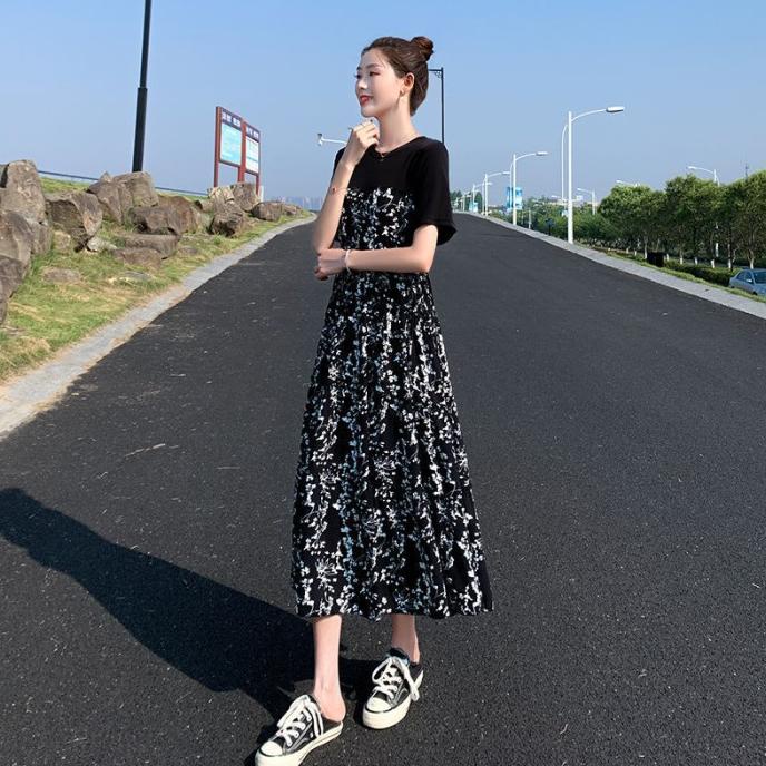 Dress Korea Motif Bunga Terbaru