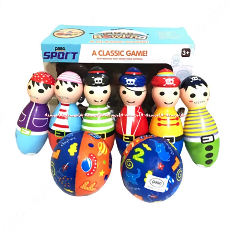 Paso Bowling Pirate Bowling For Kids a Classic Game Mainan Bowling Untuk Anak Melatih Ketangkasan Anak Paso Sport Model Bajak Laut