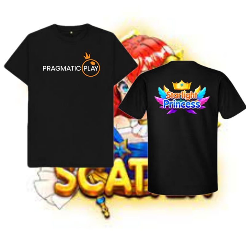 Baju Kaos Pria/Wanita Tulisan Logo Pragmatic Play/Starlight Princes Slot Pragmatic Play